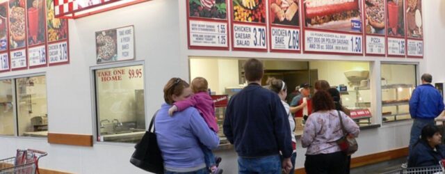 Food concession stand at the Costco warehouse in Overland Park, Kansas